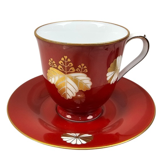 Noritake Other - Noritake Danbury Mint Red Gold Floral Crest Bone China Tea Cup‎ and Saucer Set